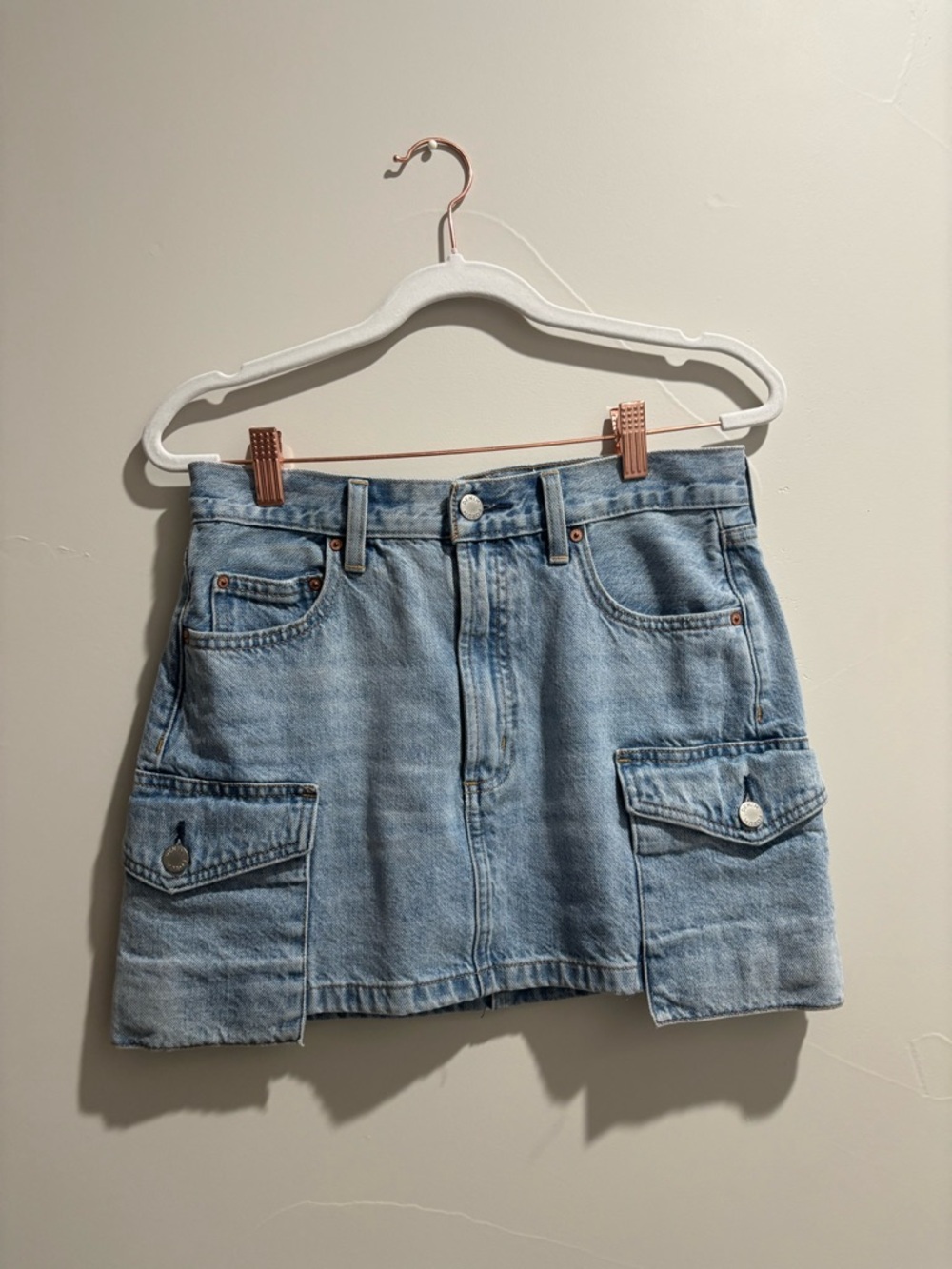 Aritzia Denim Forum Light Blue Denim Cargo Mini Skirt